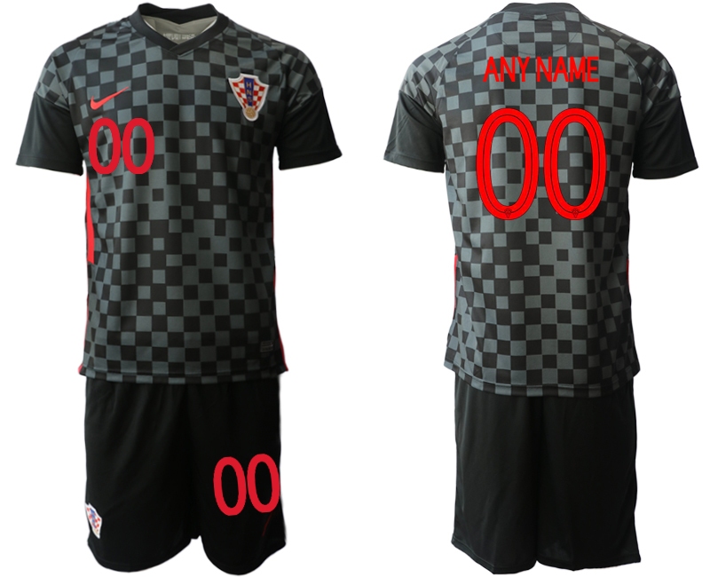 Men 2021 European Cup Croatia black away customized Soccer Jerseys->customized soccer jersey->Custom Jersey